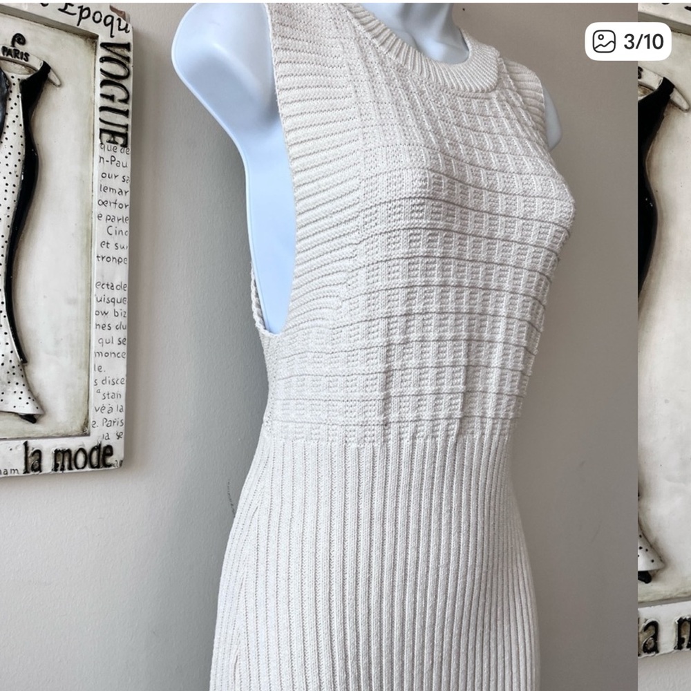 MNG Ribbed Knit Open Back Maxi Sleeveless Sweater Dress Size 6